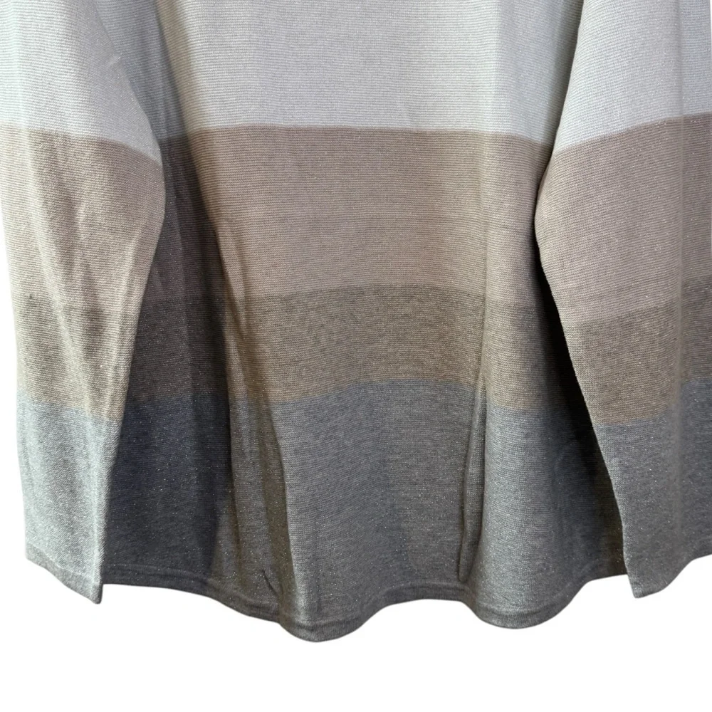 NWT Chicos Metallic Stripe Pullover Sweater neutral long sleeve top Womens XXL - Picture 3 of 13